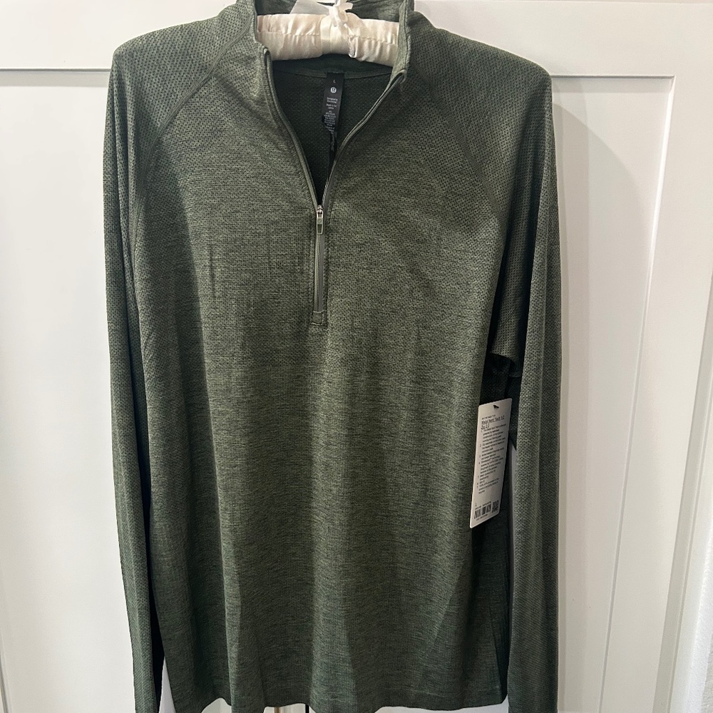 NWT -Lululemon Men's Metal Vent Tech 1/2 Zip 2.0 - LARGE; Green